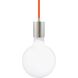 SoCo 1 Light 1.7 inch Satin Nickel Pendant Ceiling Light in Black Cord, Modern Socket, 192 inch