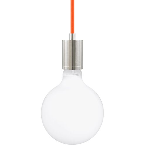 SoCo 1 Light 1.7 inch Satin Nickel Pendant Ceiling Light in Black Cord, Modern Socket, 192 inch