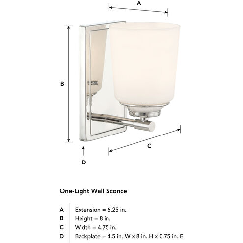 Stella 1 Light 4.75 inch Polished Nickel Wall Sconce Wall Light