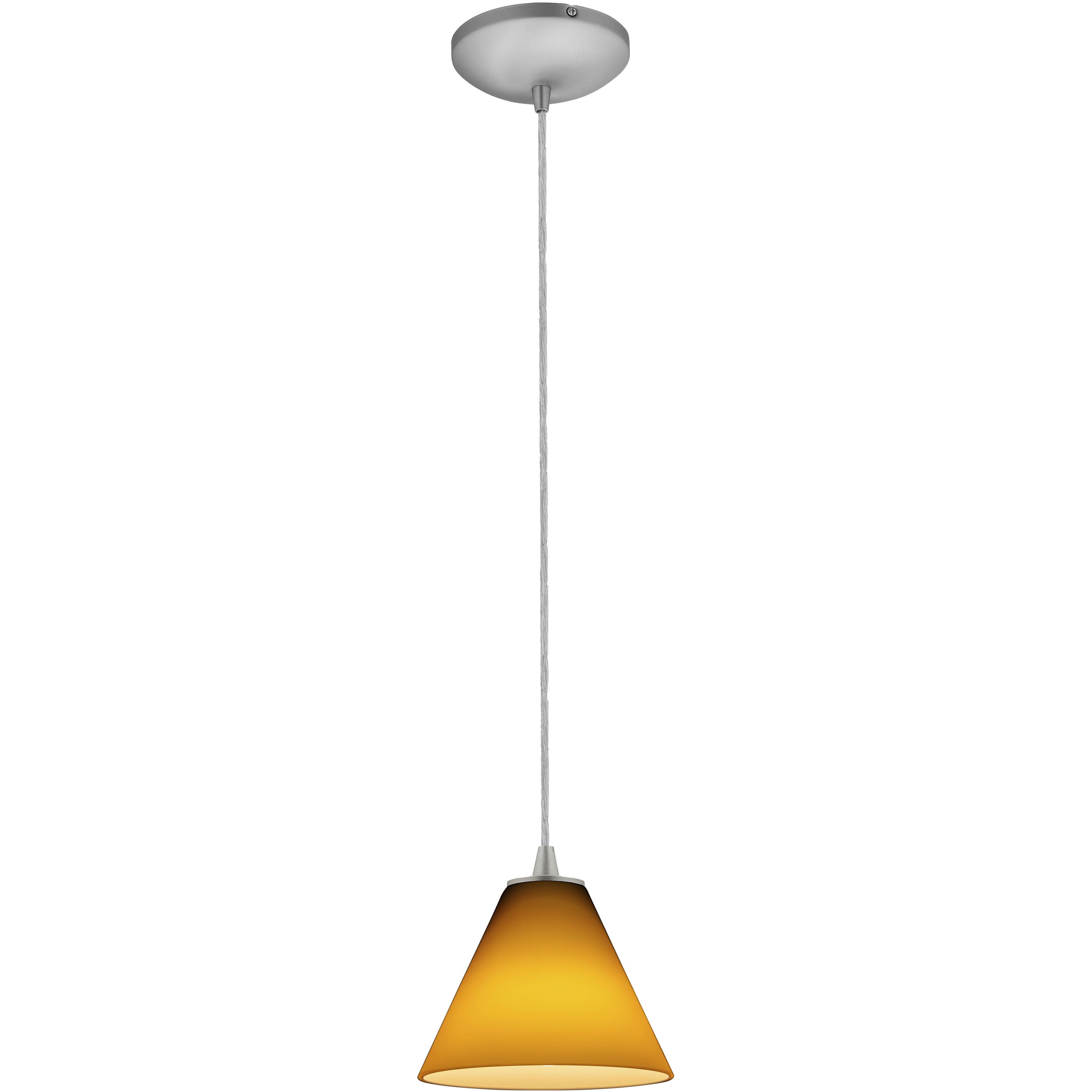Martini 1 Light 7.25 inch Brushed Steel Pendant Ceiling Light in Amber