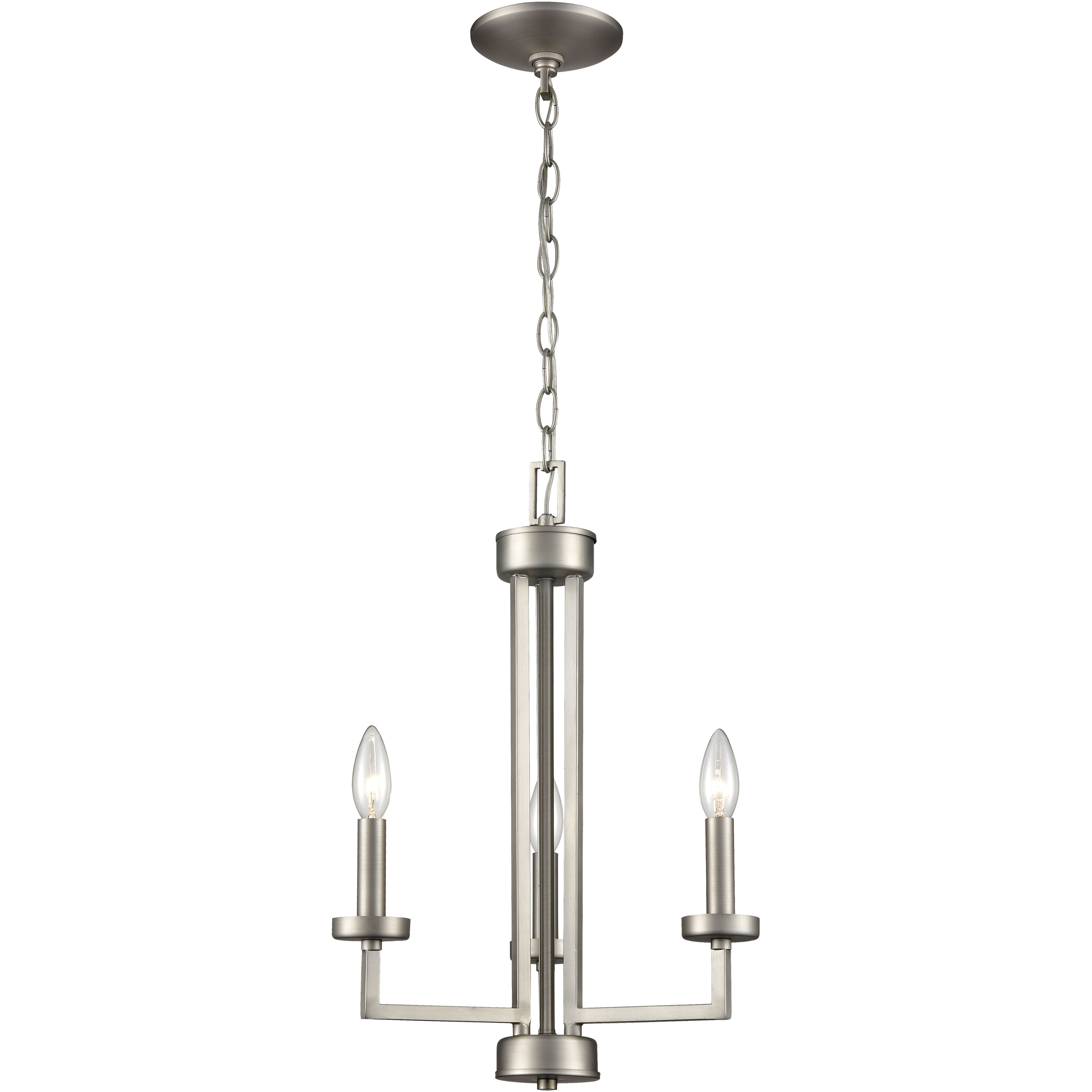 West End 3 Light 15 inch Brushed Nickel Chandelier Ceiling Light