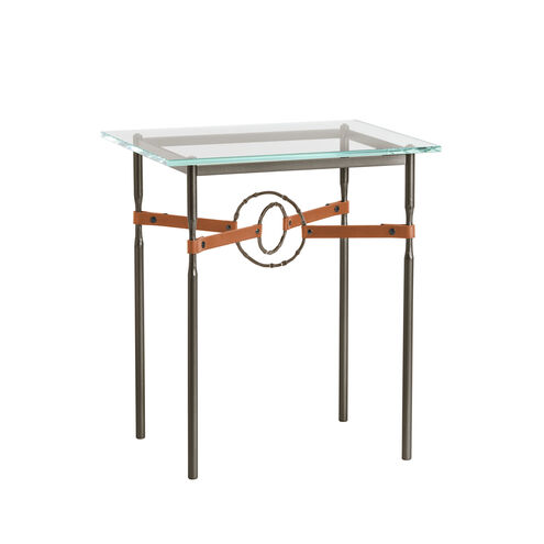 Equus 25.1 X 22 inch Oil Rubbed Bronze and Bronze Side Table in Leather Chestnut, Oil Rubbed Bronze/Bronze