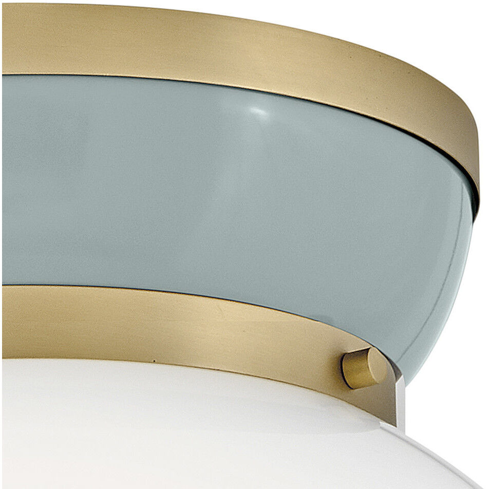 Lucy 1 Light 12 inch Lacquered Brass with Seafoam Flush Mount Ceiling Light