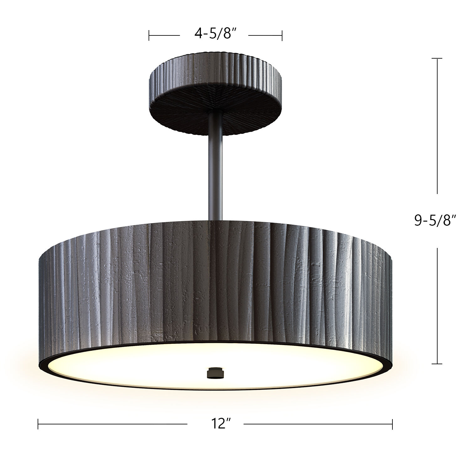 Kensington LED 12 inch Vintage Brass Semi-Flush Mount Ceiling Light