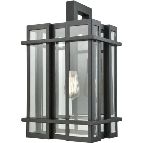 Glass Tower 1 Light 18 inch Matte Black Outdoor Wall Sconce