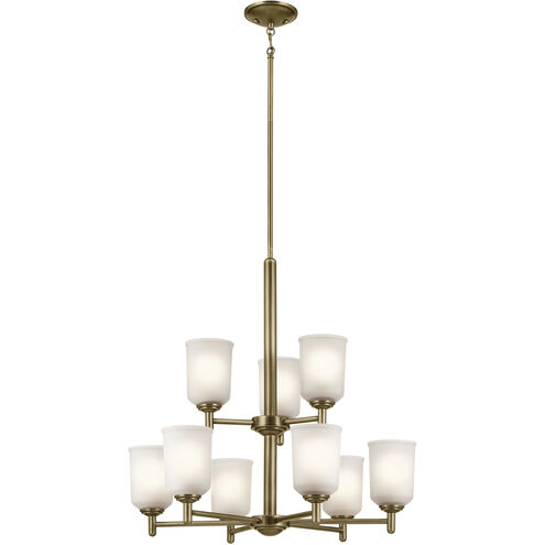 Shailene 9 Light Natural Brass Chandelier Ceiling Light, 2 Tier