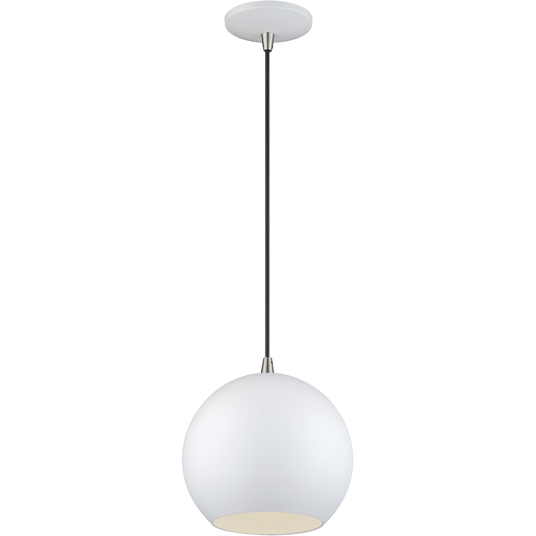 Kuppola 9.25 inch White with Brushed Nickel Accents Pendant Ceiling Light, Globe