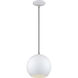 Kuppola 9.25 inch White with Brushed Nickel Accents Pendant Ceiling Light, Globe