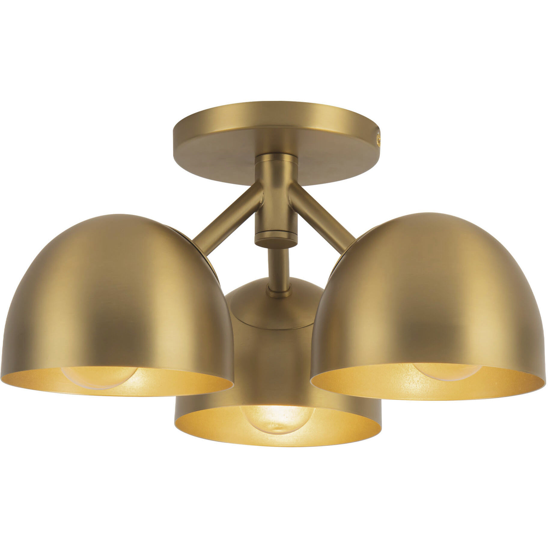 Fosso 3 Light 12.5 inch Brushed Gold Semi-Flush Mount Ceiling Light