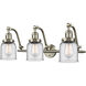 Franklin Restoration Small Bell 3 Light 28 inch Brushed Satin Nickel Bath Vanity Light Wall Light in Clear Glass, Franklin Restoration