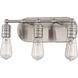 Downtown Edison 3 Light 15 inch Brushed Nickel Bath Light Wall Light