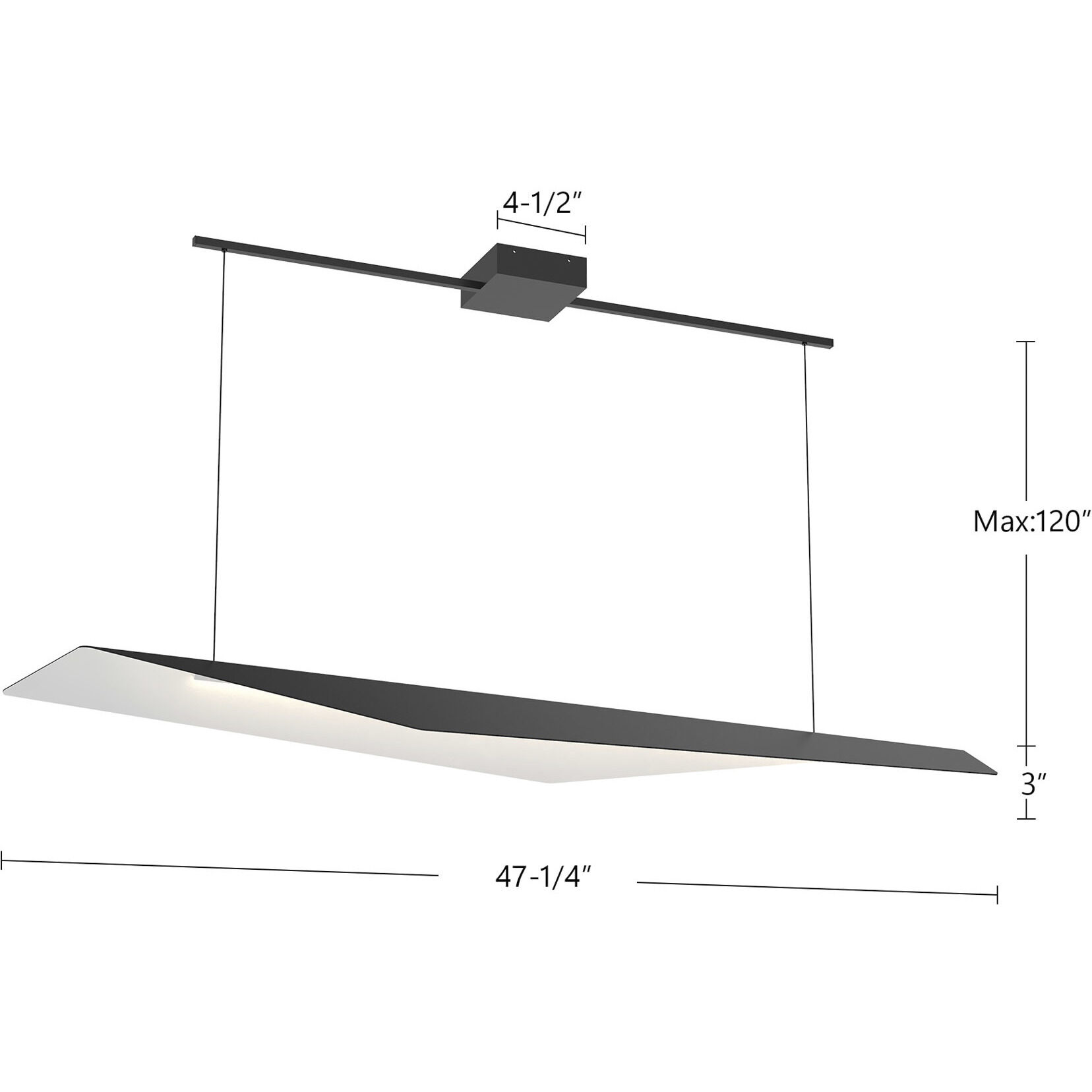 Taro LED 47.25 inch Black/White Linear Pendant Ceiling Light