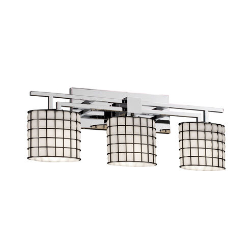 Aero 3 Light 26 inch Dark Bronze Vanity Light Wall Light in Grid with Clear Bubbles, Square with Flat Rim, Incandescent