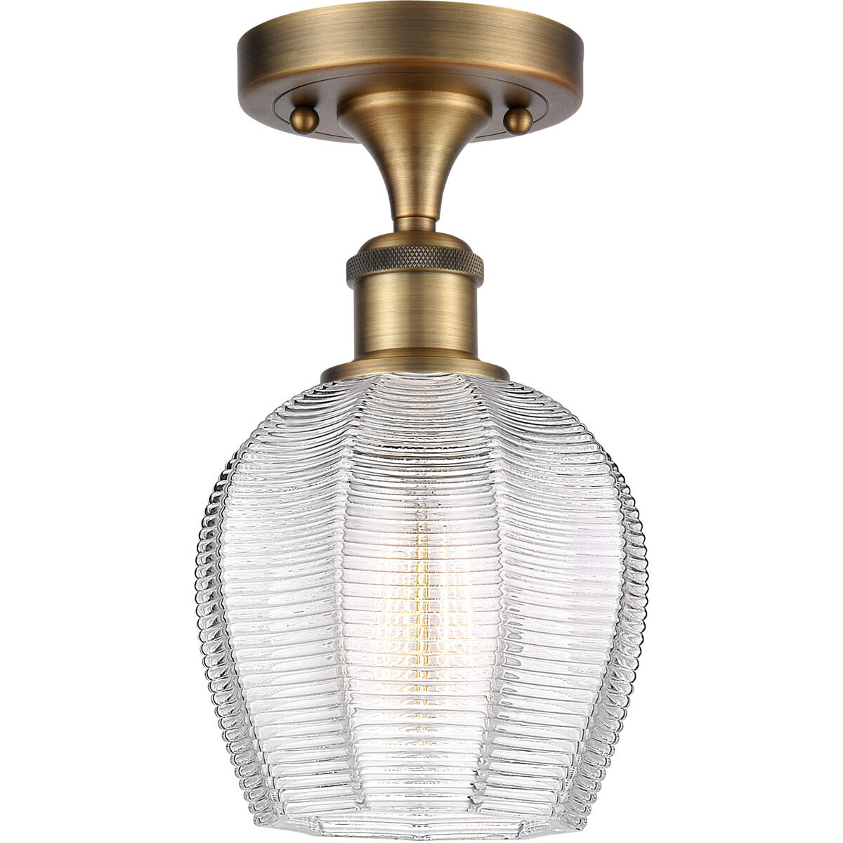 Ballston Norfolk LED 6 inch Brushed Brass Semi-Flush Mount Ceiling Light in Clear Glass