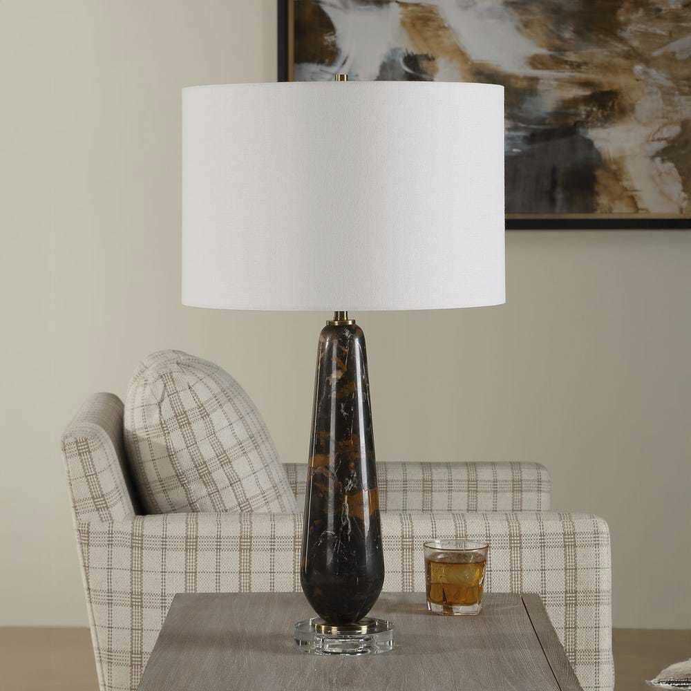 Dames 26.75 inch 150 watt Dark Marble snd Antique Brass Table Lamp Portable Light