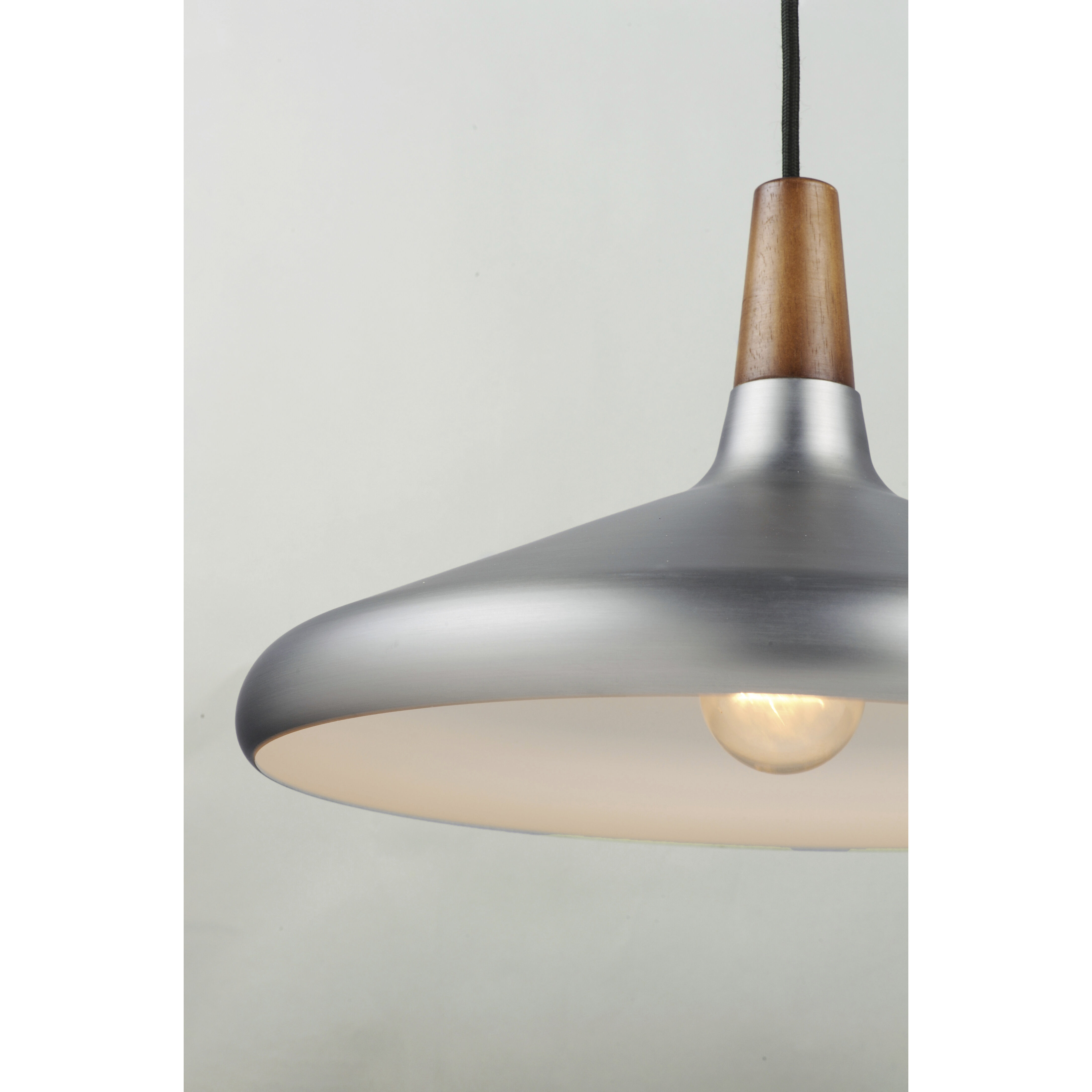 Nordic 1 Light 15 inch Walnut/Brushed Platinum Single Pendant Ceiling Light in Walnut and Pewter, Bulb Not Included