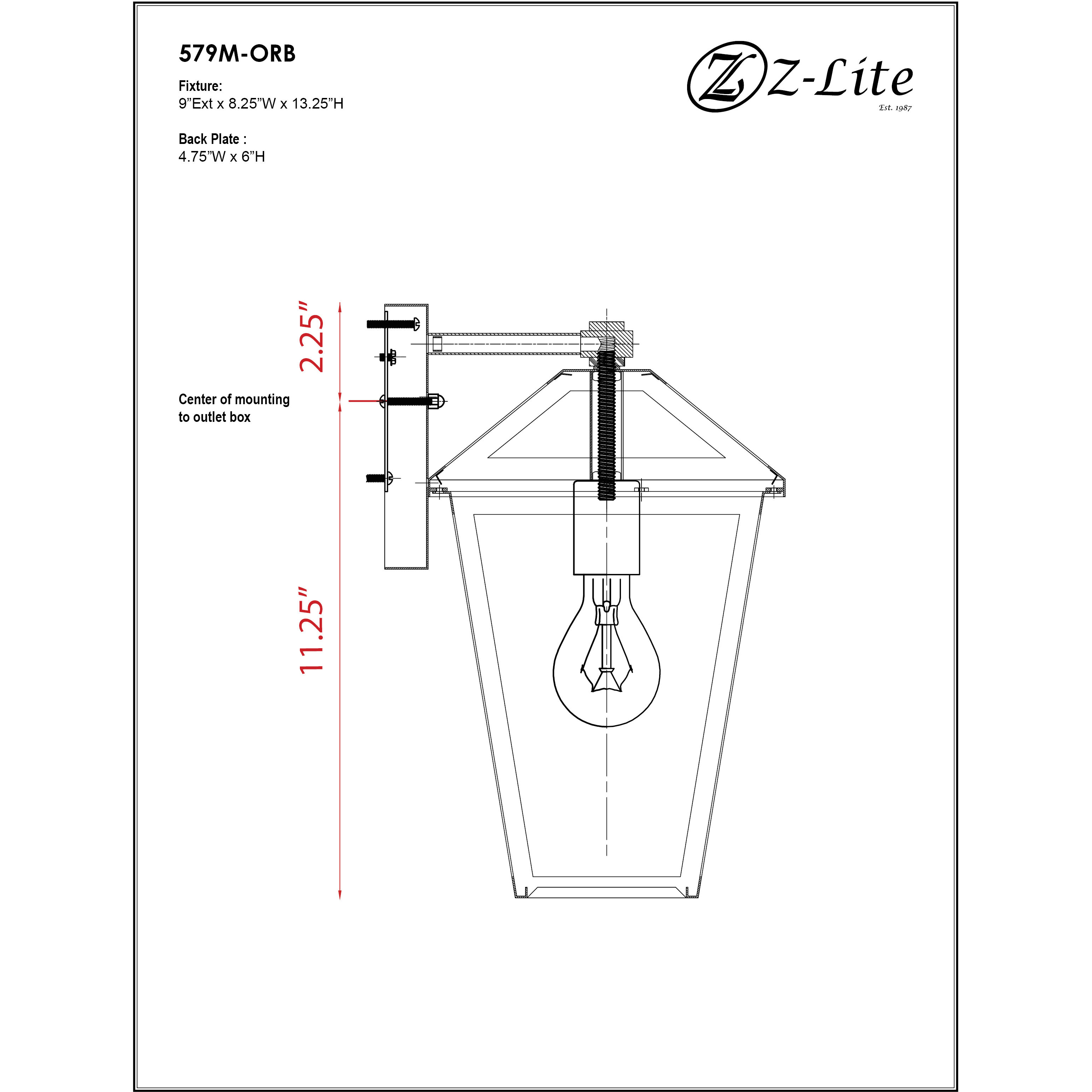 Talbot 1 Light 13.25 inch Oil Rubbed Bronze Outdoor Wall Light in Seedy Glass