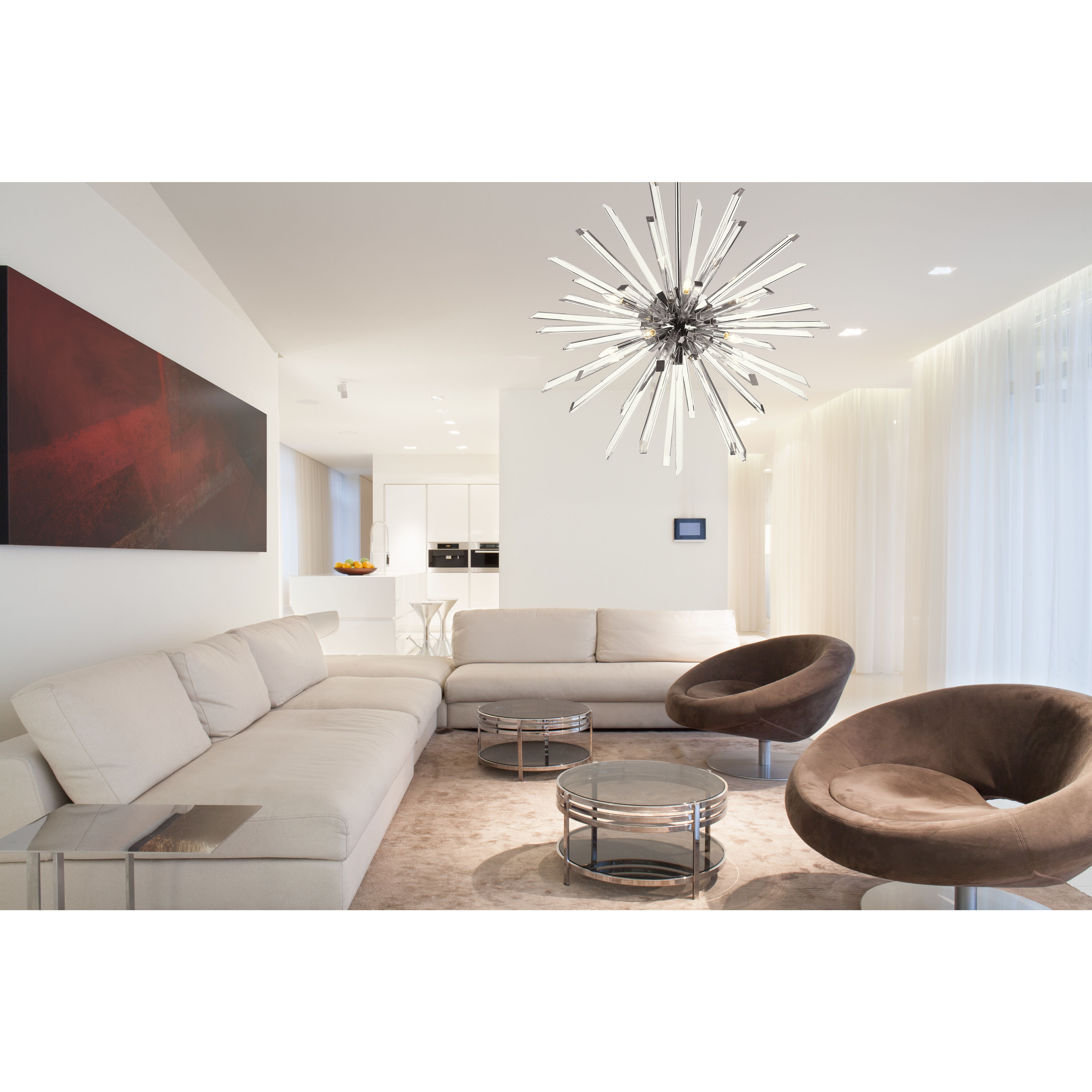 Burst 10 Light 41.5 inch Chrome Chandelier Ceiling Light in 84