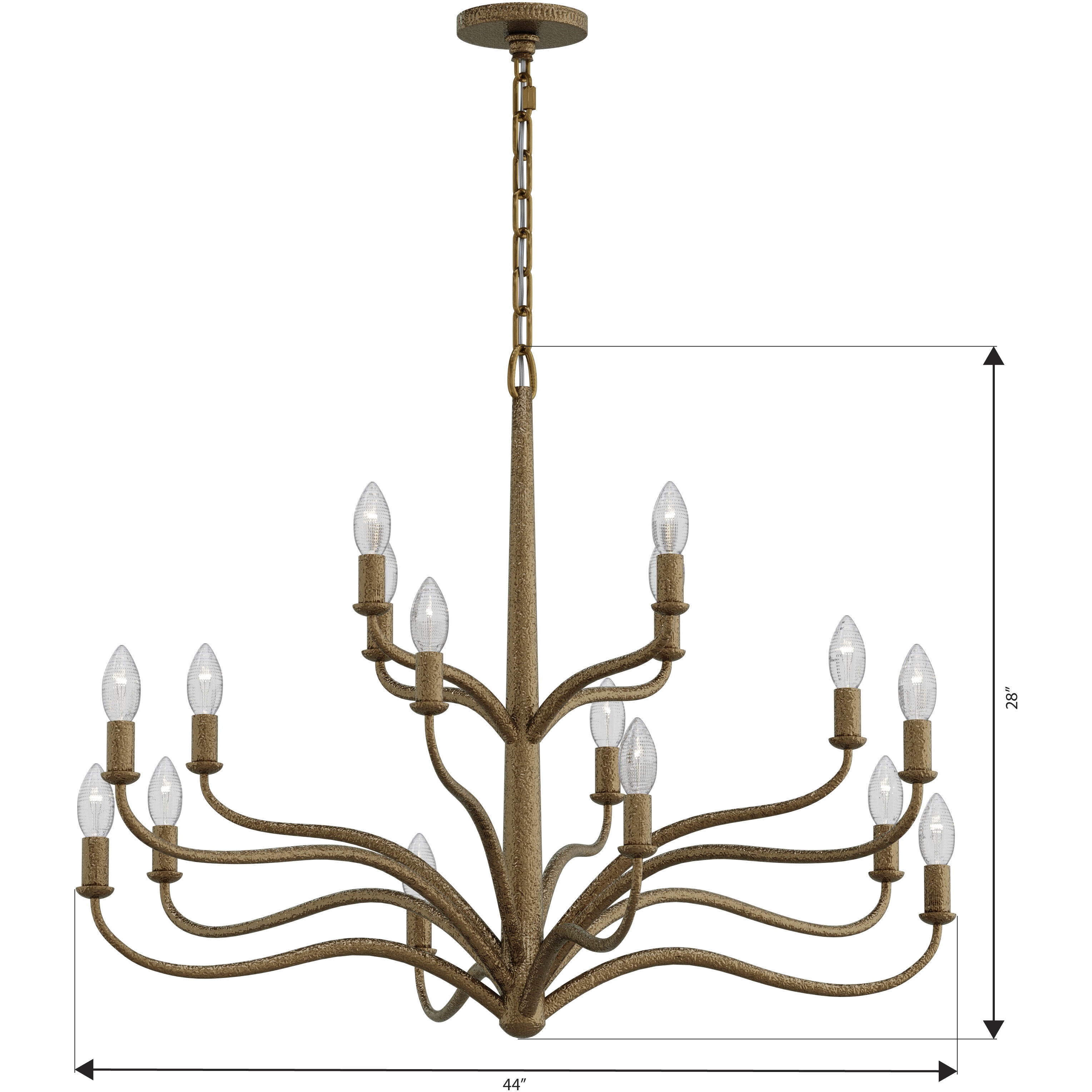 Dorianne 16 Light 44 inch Textured Dusken Brass Chandelier Ceiling Light
