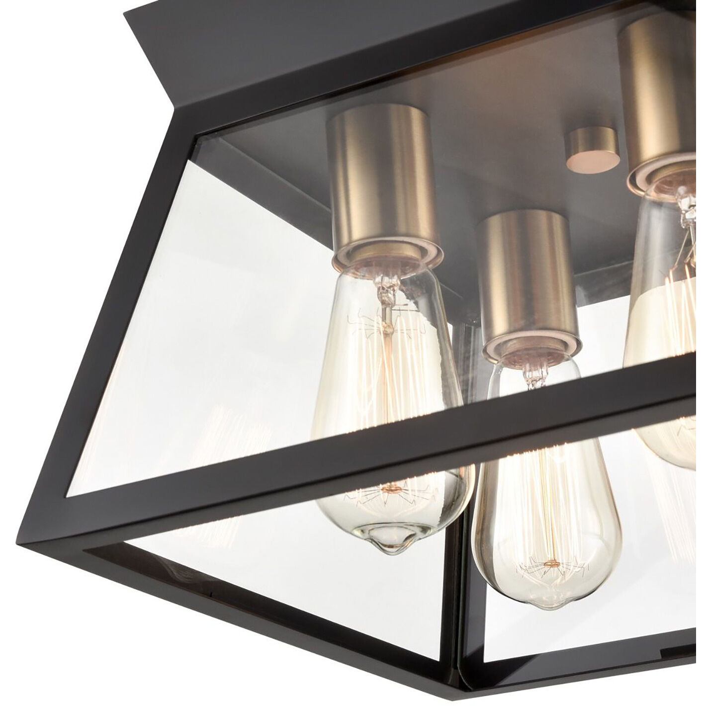 Lucian LED 12 inch Black and Brushed Brass Flush Mount Ceiling Light