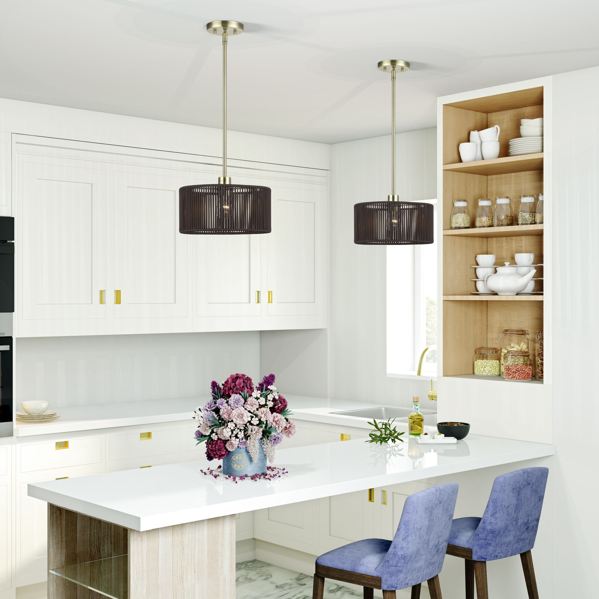 Acordia 1 Light 12 inch Antique Brass Pendant Ceiling Light