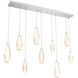 Aalto LED Classic Silver Linear Pendant Ceiling Light in Optic Rib Amber, 2700K LED, Multi-Port