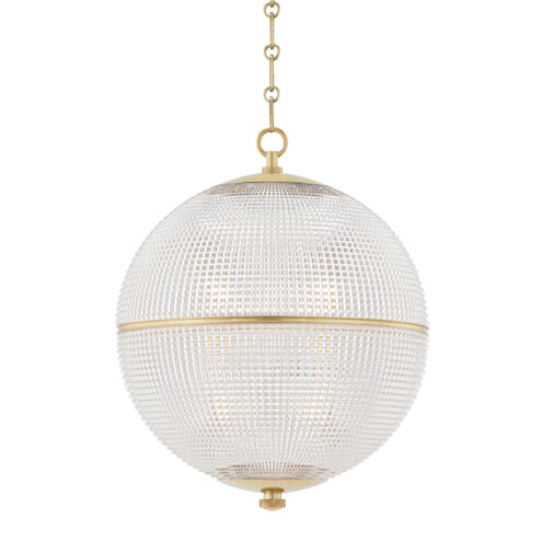 Sphere No. 3 1 Light 18.25 inch Aged Brass Pendant Ceiling Light, Large
