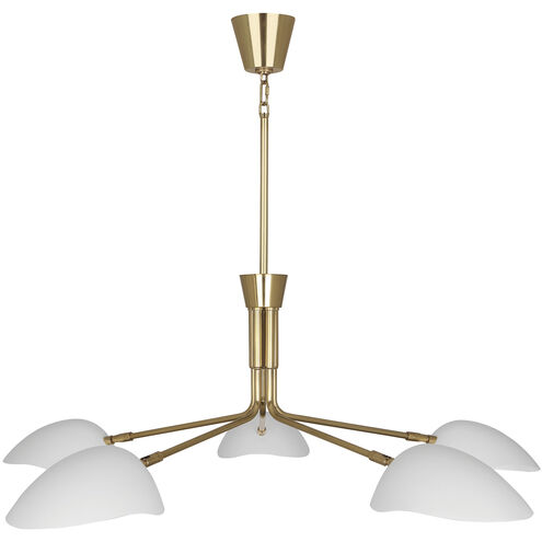 Rico Espinet Racer 5 Light 15 inch Modern Brass Chandelier Ceiling Light in Satin White