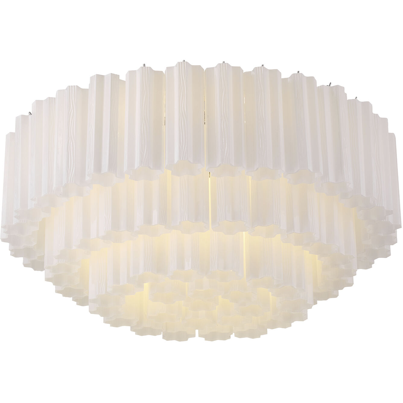 Addis 16 Light 32 inch Polished Chrome Flush Mount Ceiling Light in Tronchi Glass White