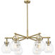 Newton Sphere 6 Light 26 inch Brushed Brass Chandelier Ceiling Light in Seedy Glass
