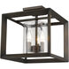 Smyth 3 Light 12 inch Gunmetal Bronze Semi-Flush Mount Ceiling Light in Clear Glass, Low Profile