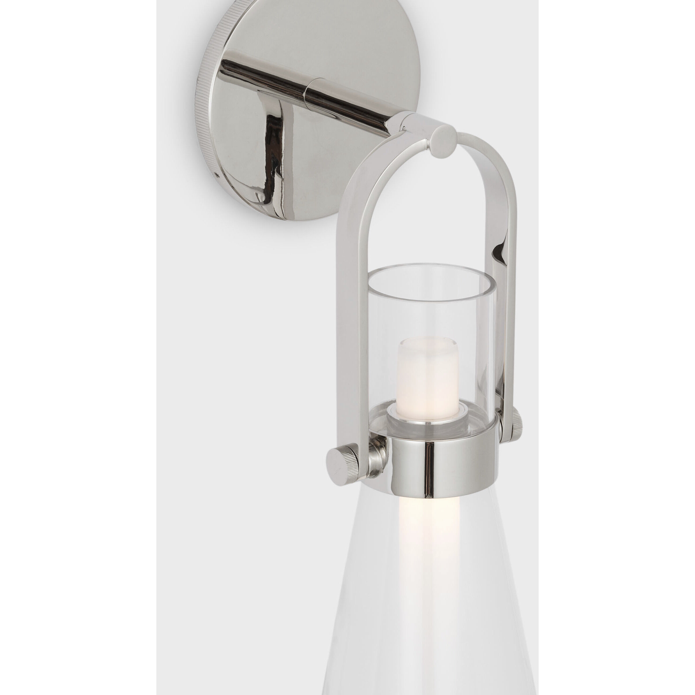 Ian K. Fowler Larkin LED 5.5 inch Polished Nickel Conical Bracketed Sconce Wall Light, Medium