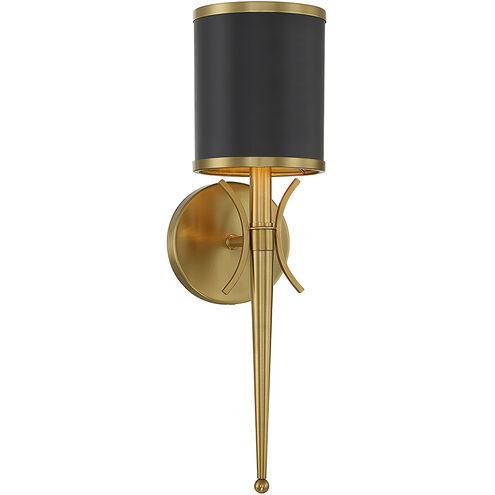 Quincy 1 Light 5.25 inch Black with Warm Brass Accents Wall Sconce Wall Light