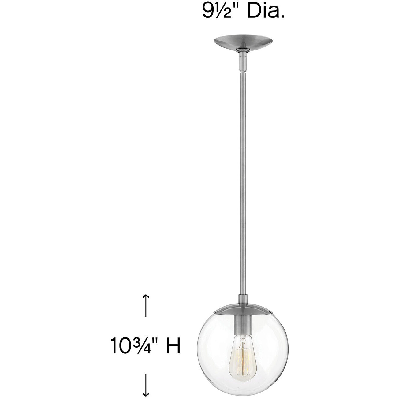 Warby 1 Light 9.5 inch Polished Antique Nickel Indoor Pendant Ceiling Light in Clear