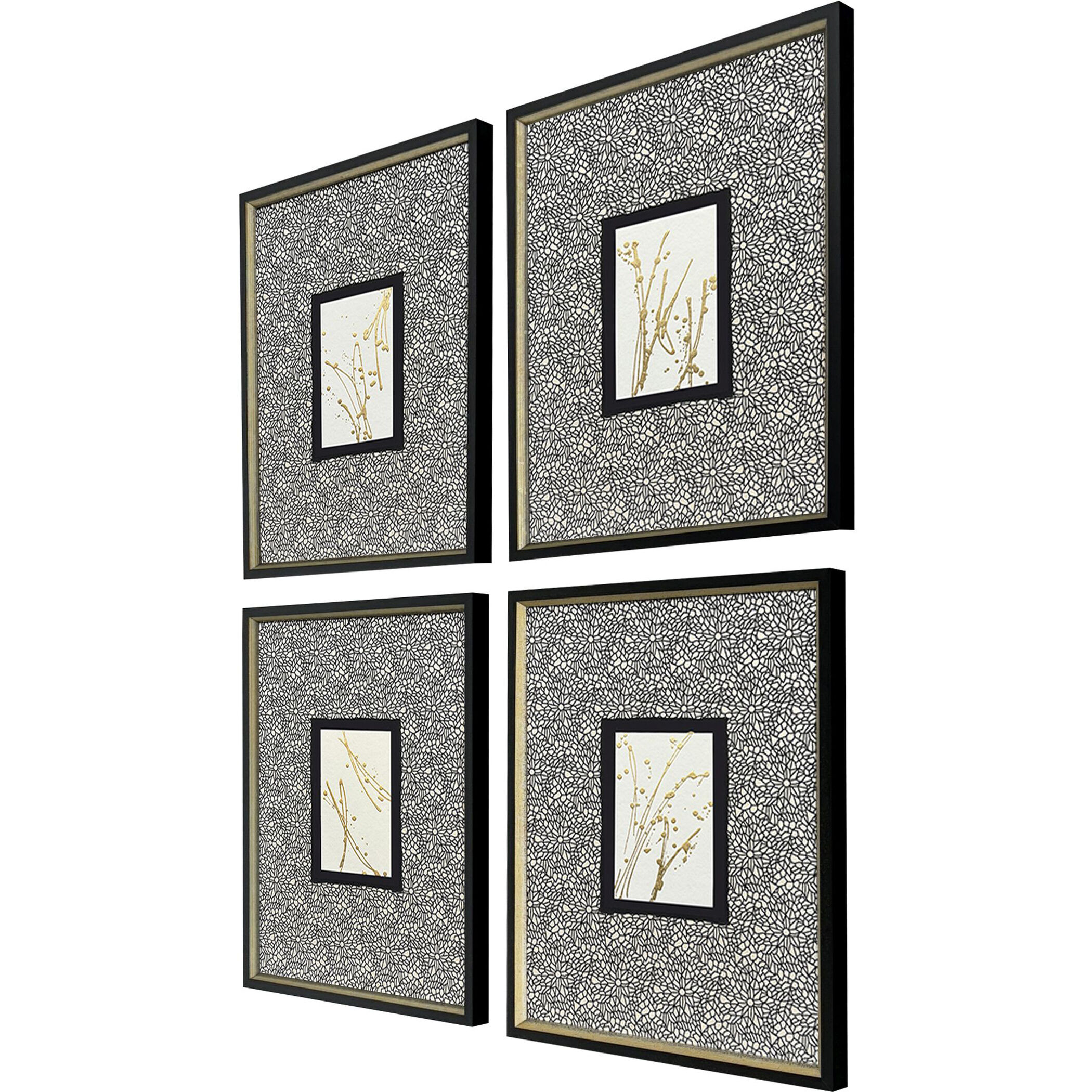 Liquid Gold Metallic and Black and Multi Framed Art, The Studio