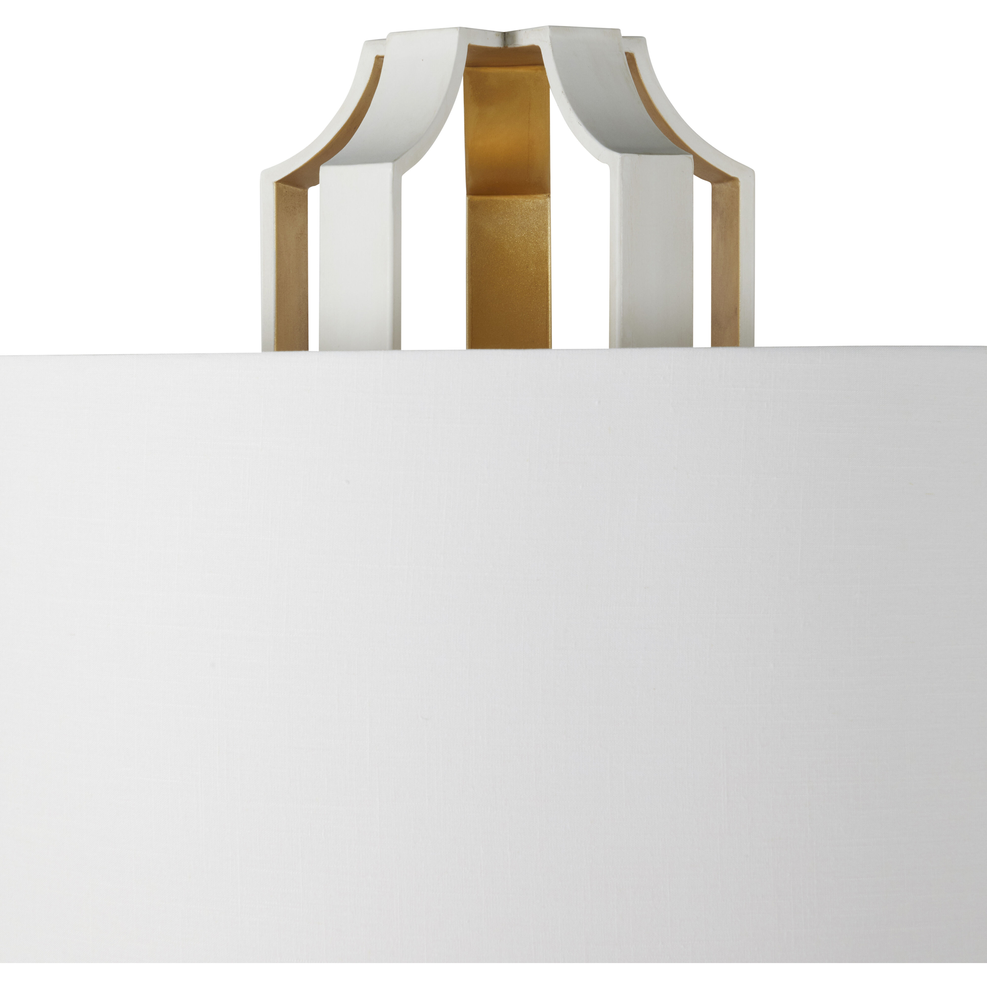 Krista 80 inch Coral White and Vintage Gold with White Linen Floor Lamp Portable Light