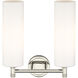 Crown Point 2 Light 13.88 inch Polished Nickel Bath Vanity Light Wall Light in Matte White Glass