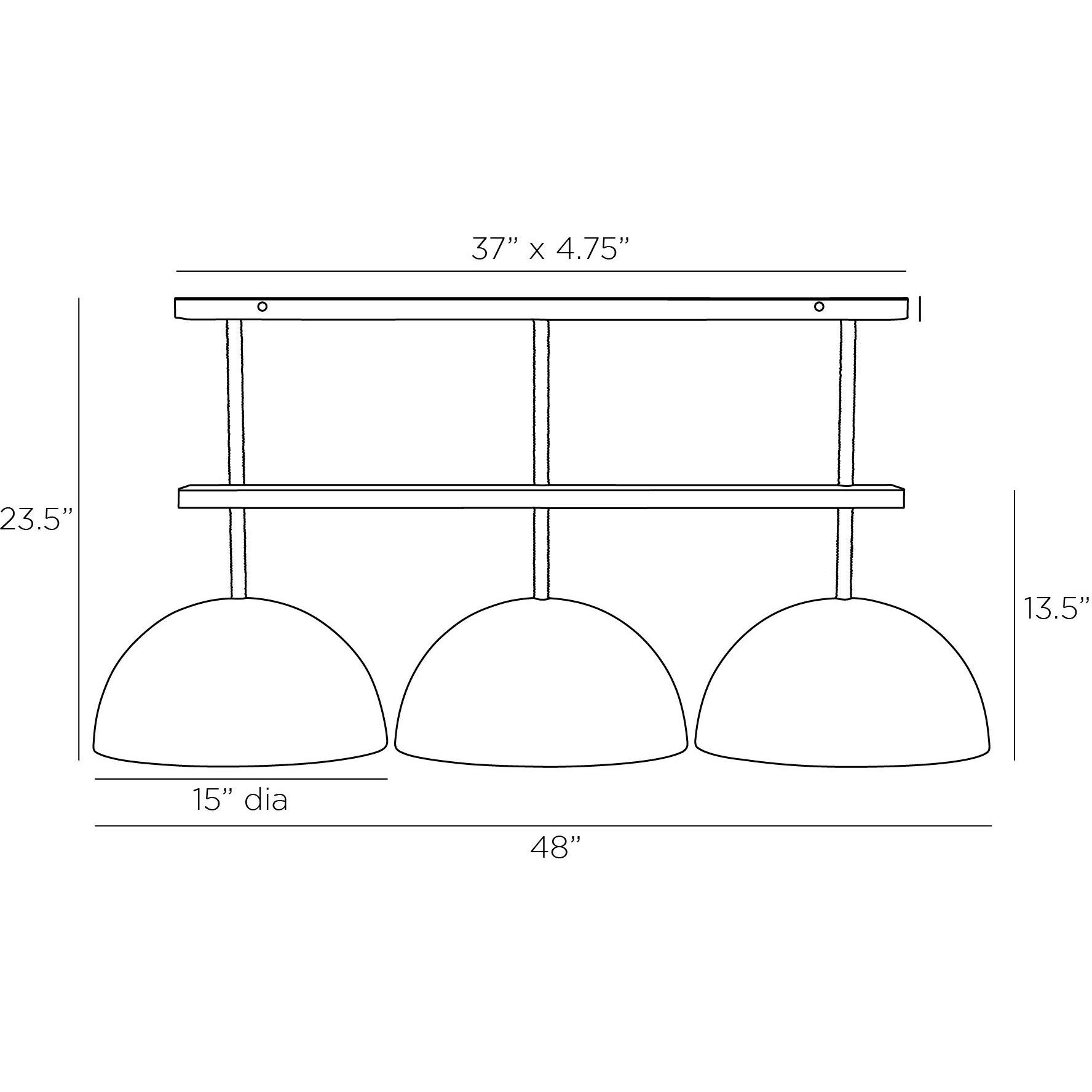 Vega 3 Light 48 inch Honey Linear Chandelier Ceiling Light