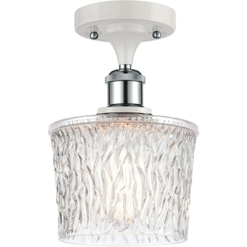 Ballston Niagra LED 7 inch White and Polished Chrome Semi-Flush Mount Ceiling Light, Ballston