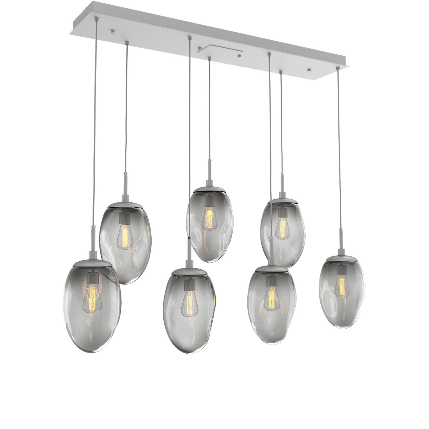 Meteo Incandescent 7 Light Classic Silver Linear Pendant Ceiling Light in Smoke, Multi-Pendant