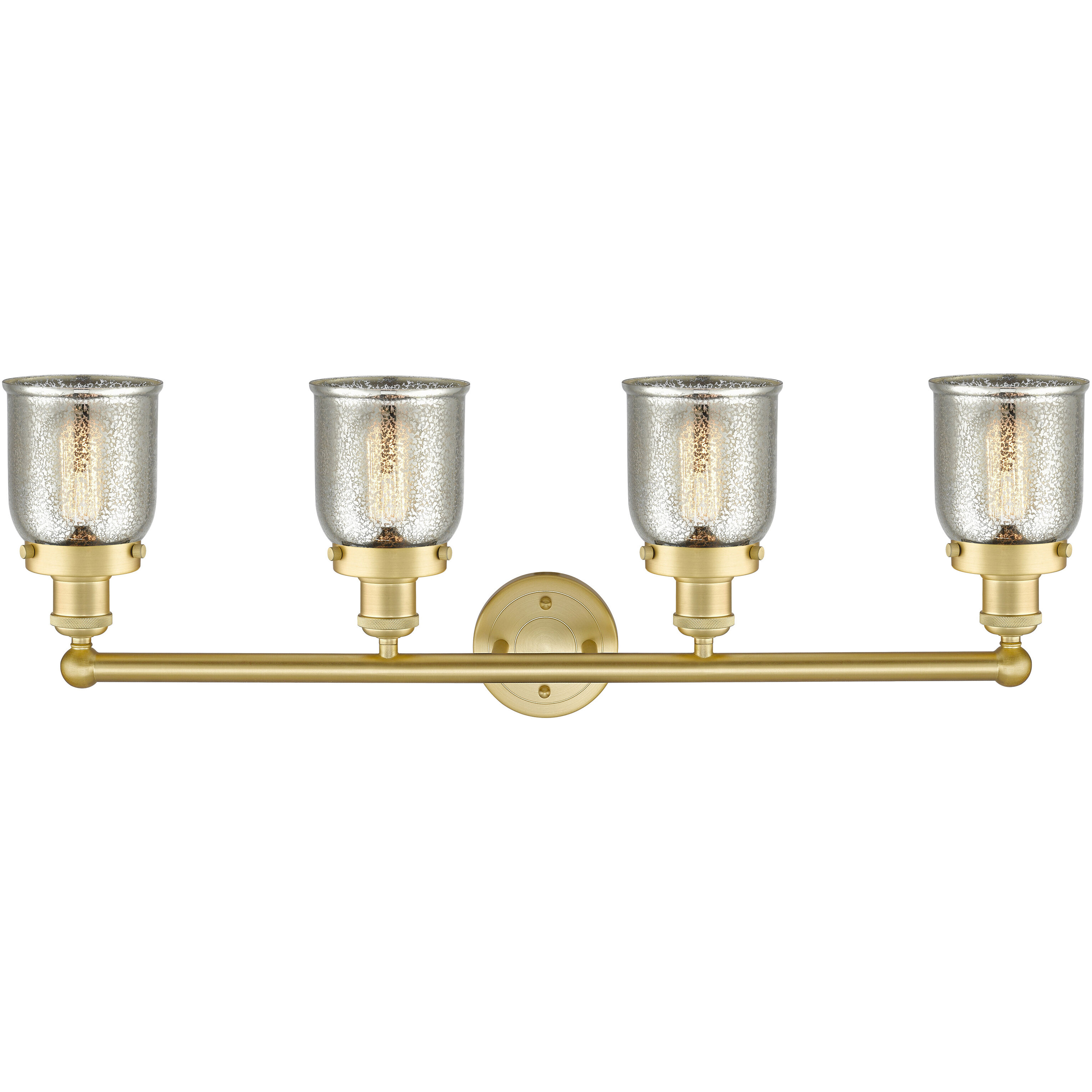 Bell 4 Light 33.5 inch Satin Gold Bath Vanity Light Wall Light in Silver Plated Mercury Glass, Small