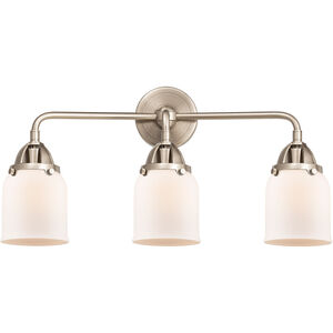 Nouveau 2 Small Bell 3 Light 23 inch Oil Rubbed Bronze Bath Vanity Light Wall Light in Matte White Glass