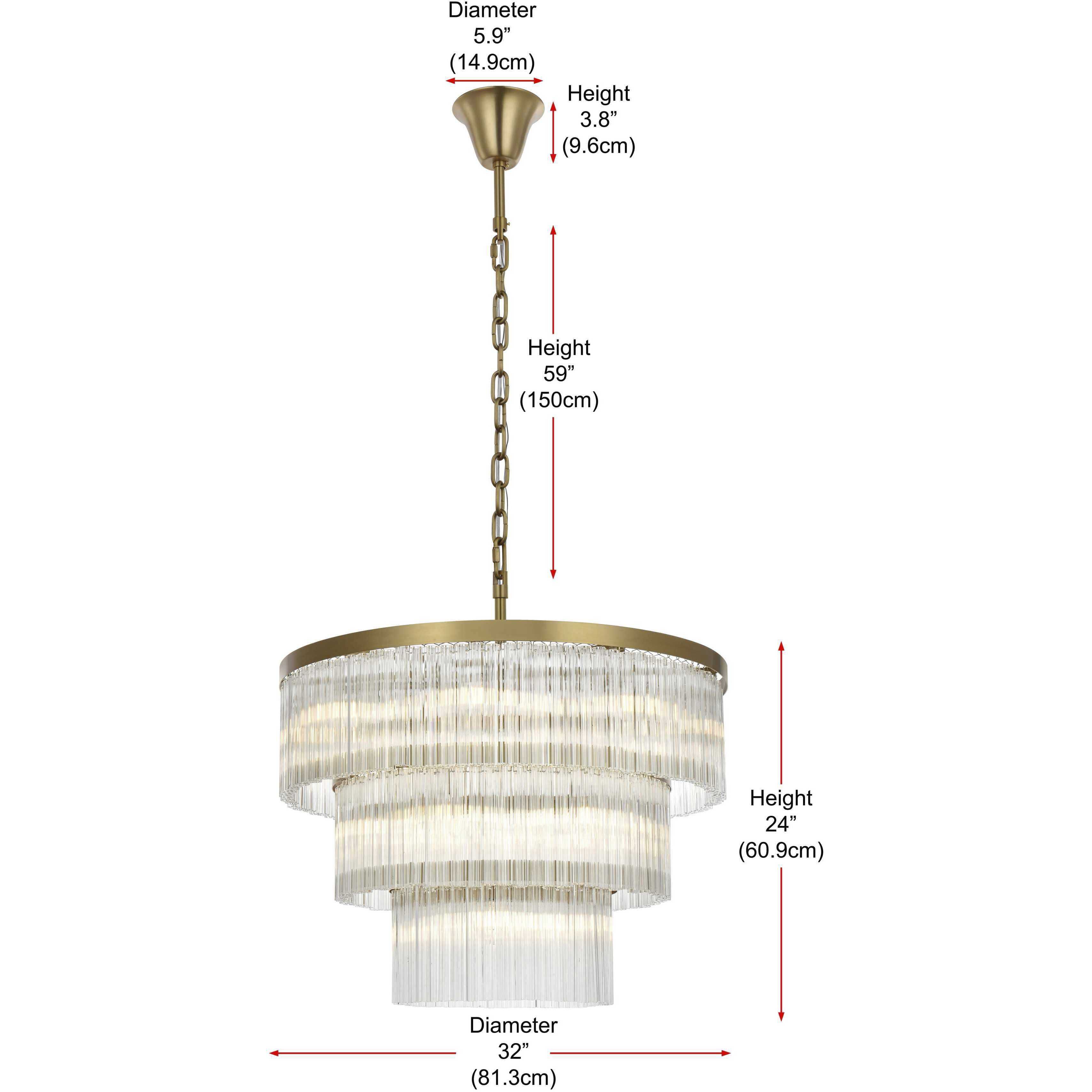 Harlow 18 Light 32 inch Satin Gold Chandelier Ceiling Light