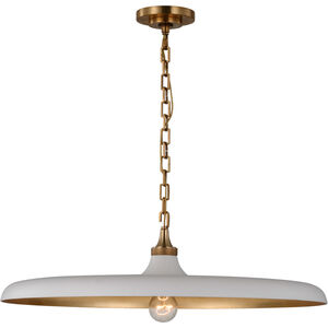 Thomas O'Brien Piatto LED 24 inch Hand-Rubbed Antique Brass Pendant Ceiling Light in Plaster White, Large