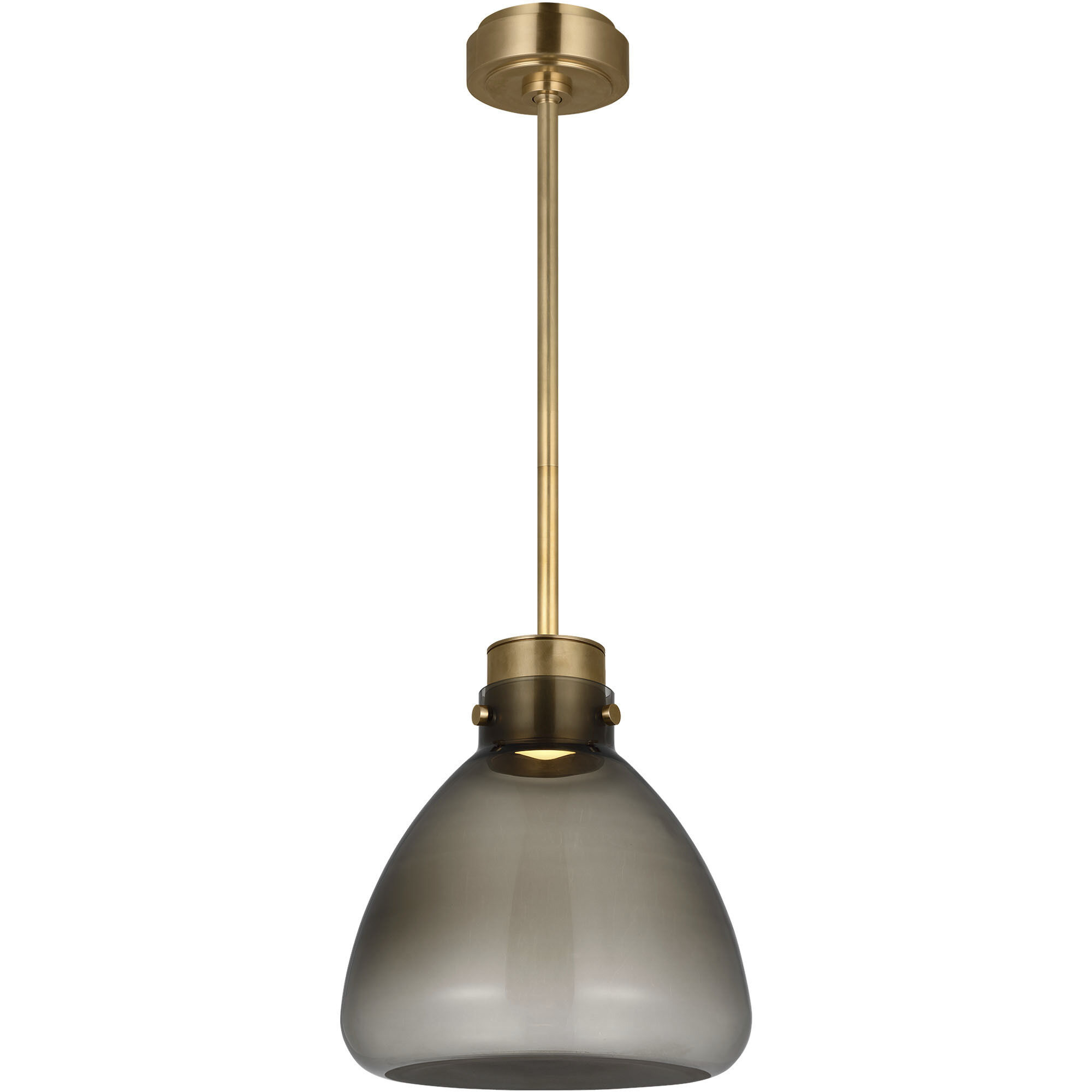 Avroko Morgan LED 12 inch Hand-Rubbed Antique Brass with Smoke Glass Pendant Ceiling Light
