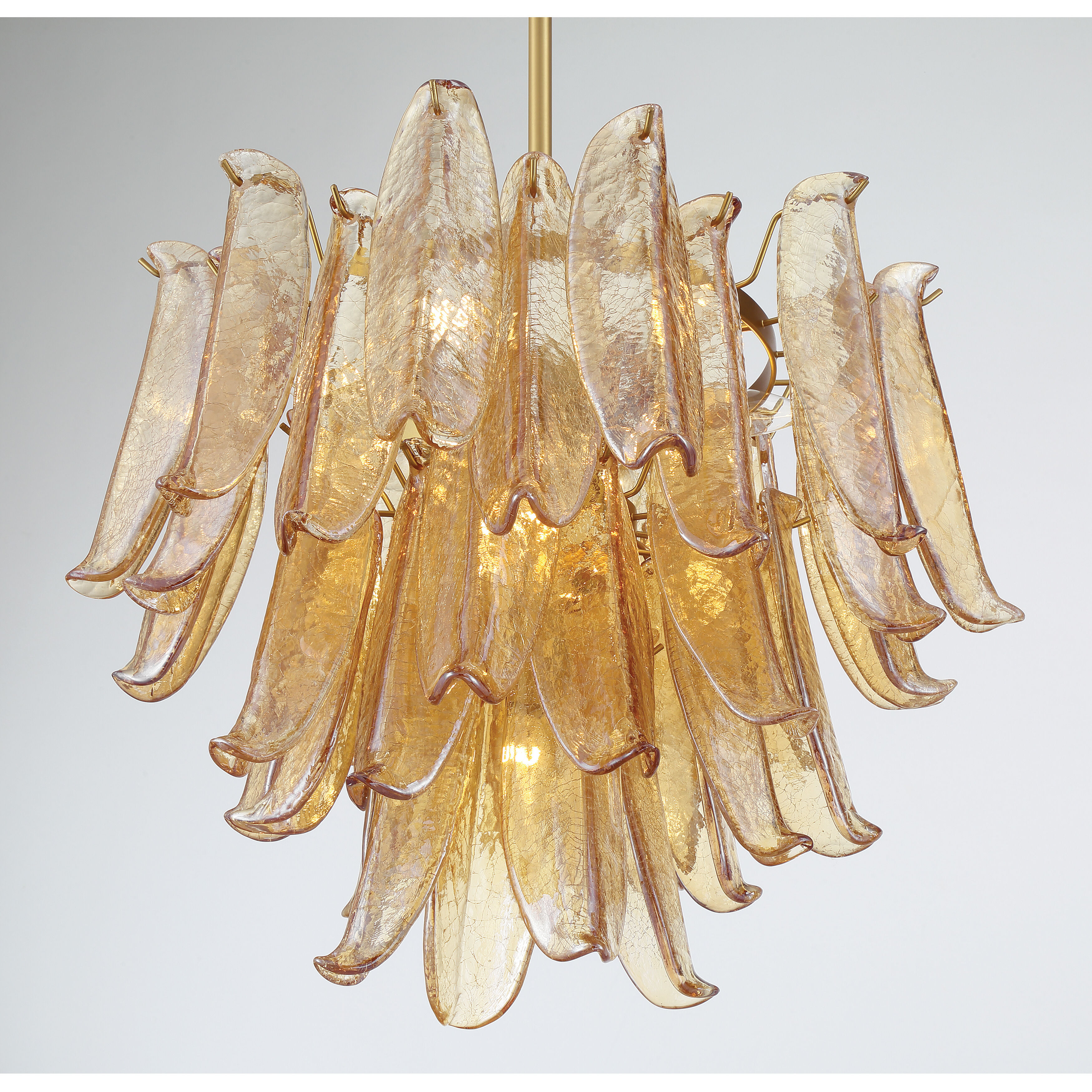 Regent 9 Light 23 inch Legacy Brass Chandelier Ceiling Light in Amber Crackled Glass