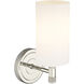 Downtown Urban Crown Point Armed Sconce Wall Light in Polished Nickel, Matte White