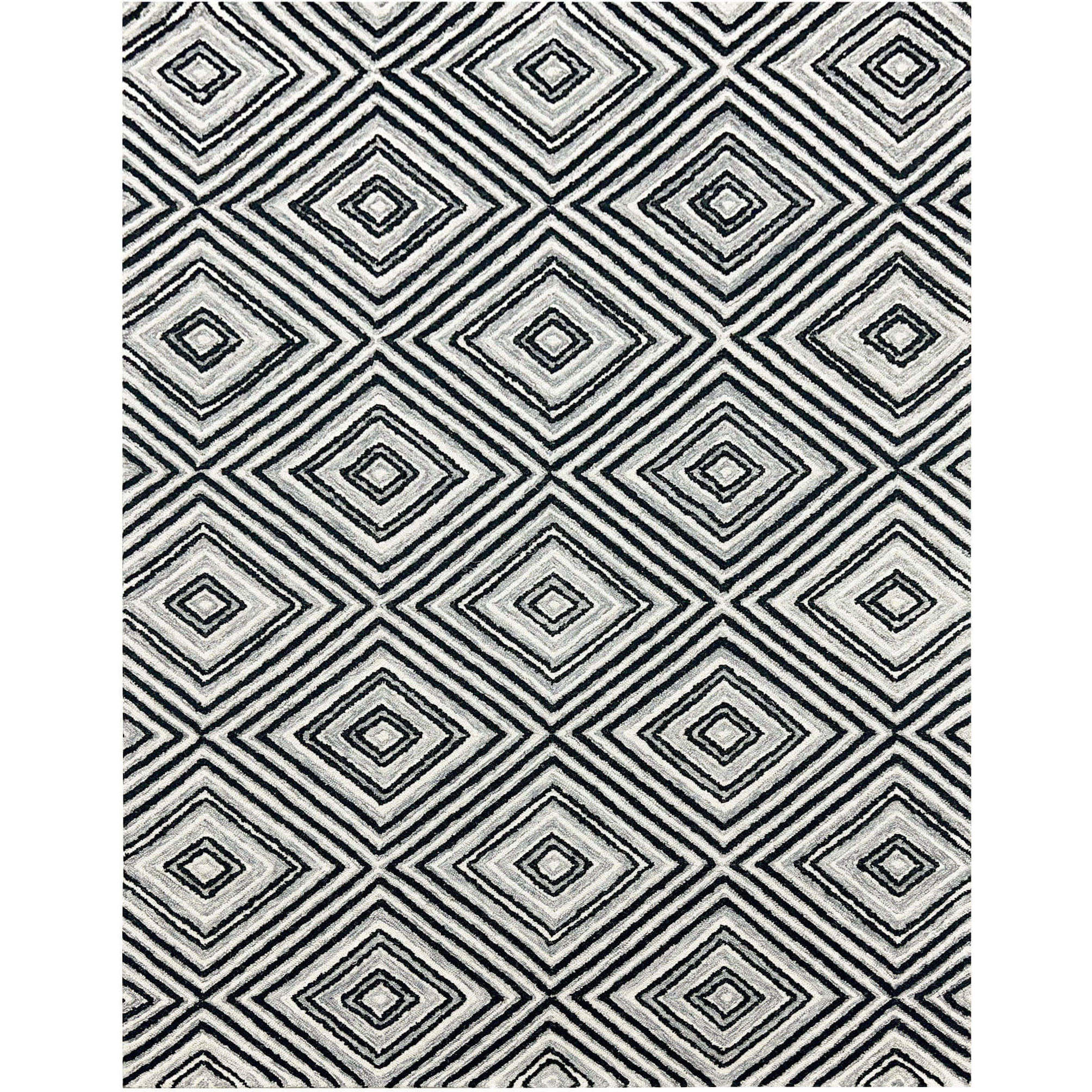 Vani 90 X 63 inch Black/White Rug in 5 x 7