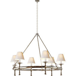 Chapman & Myers Classic2 6 Light 33.25 inch Polished Nickel Ring Chandelier Ceiling Light in Natural Paper