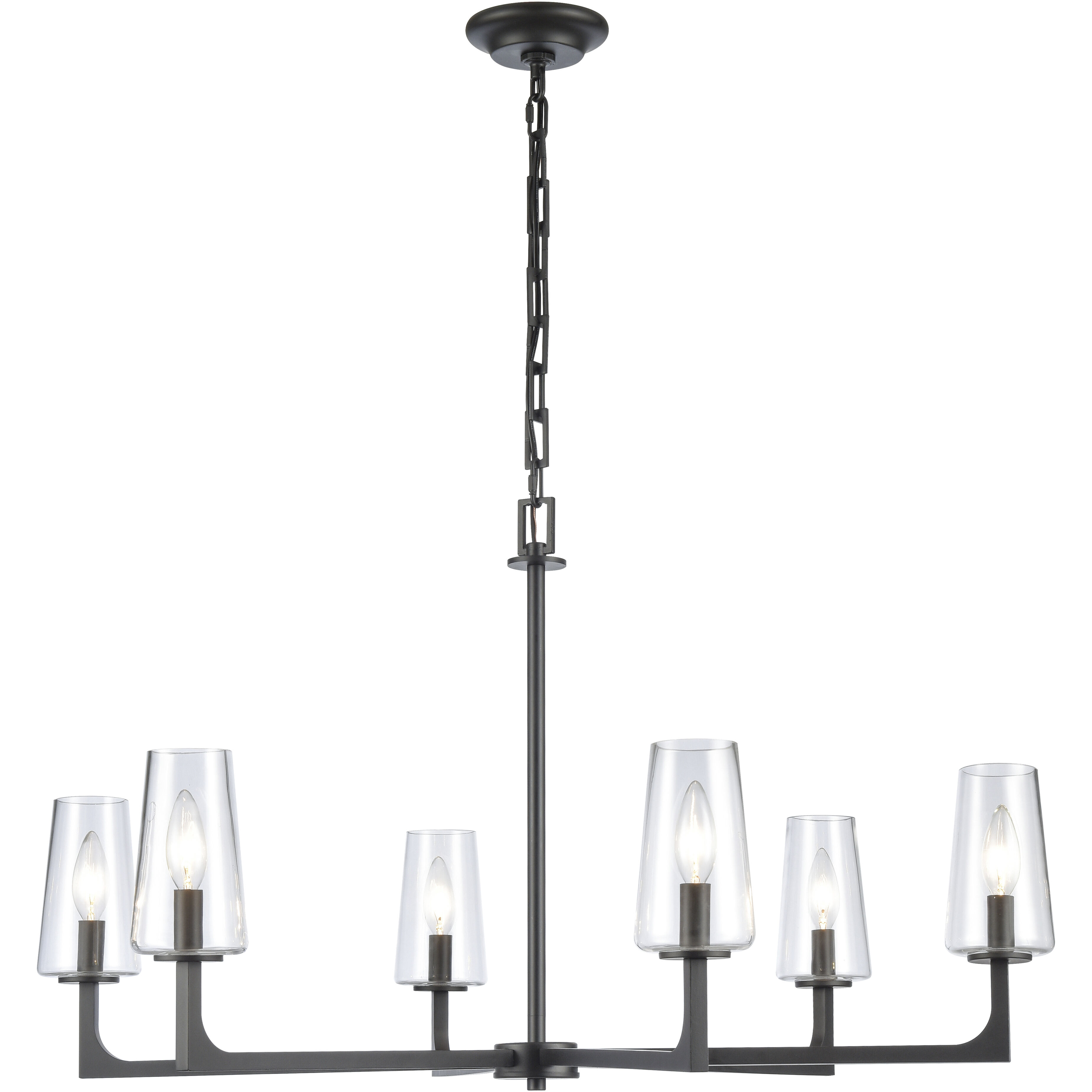 Fitzroy 6 Light 34 inch Matte Black Chandelier Ceiling Light